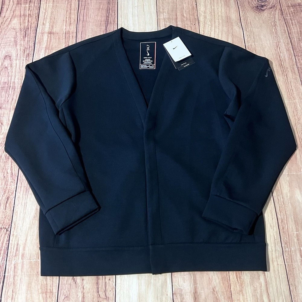 NWT $125 Nike 24.7 Impossibly Soft Men's Cardigan M-Tall Black HQ6948-010
